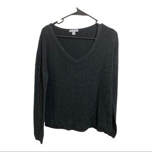 James Perse pullover V-Neck grey black sweater long sleeve. Size 2